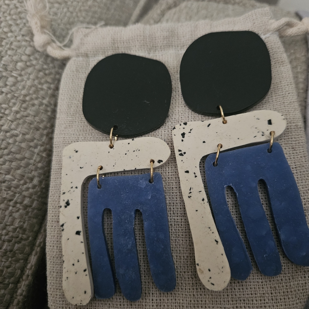 Stylish Black and Blue Dangle Earrings